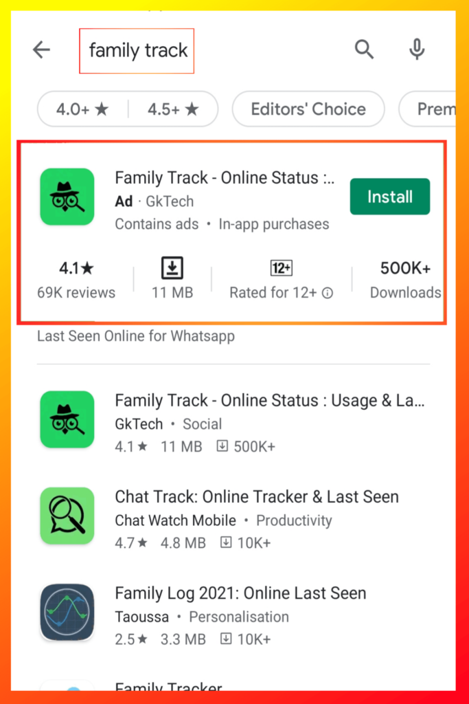 How to use family track online status last seen Application