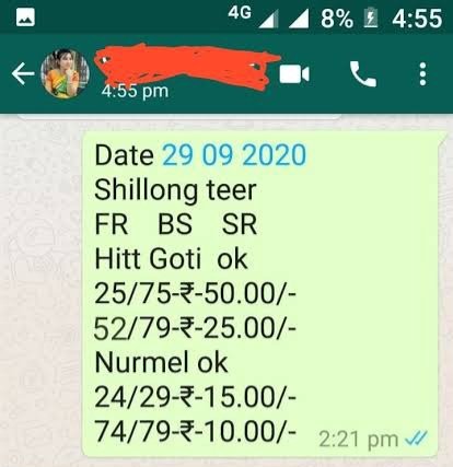 Shillong Teer hit WhatsApp number